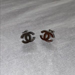 Silver Chanel earrings